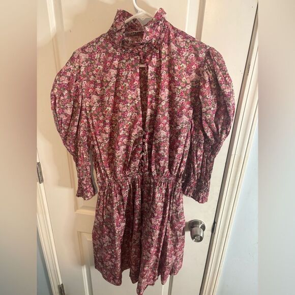 PHILOSOPHY DI LORENZO SERAFINI Floral puff sleeve Cotton mini dress size 12 - Picture 5 of 9